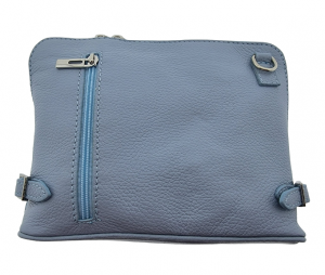 Alternative view of Italian Designer Leather Crossbody with Side Buckles Dusty Blue