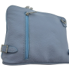 Italian Designer Leather Crossbody with Side Buckles Dusty Blue