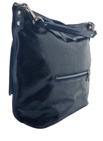 Alternative view of Italian Designer Navy Blue Soft Leather Right Pocket Hobo Bag- Swolit Zeta