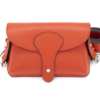 Italian Designer Soft Dark Orange Leather Small Crossbody Wide Strap  Bag Carina