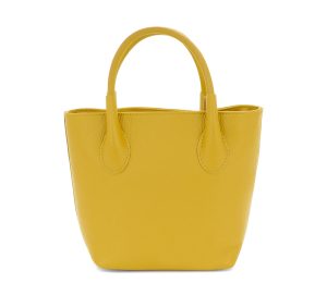 Italian Designer Leather Grab Bag in Domenico Mustard