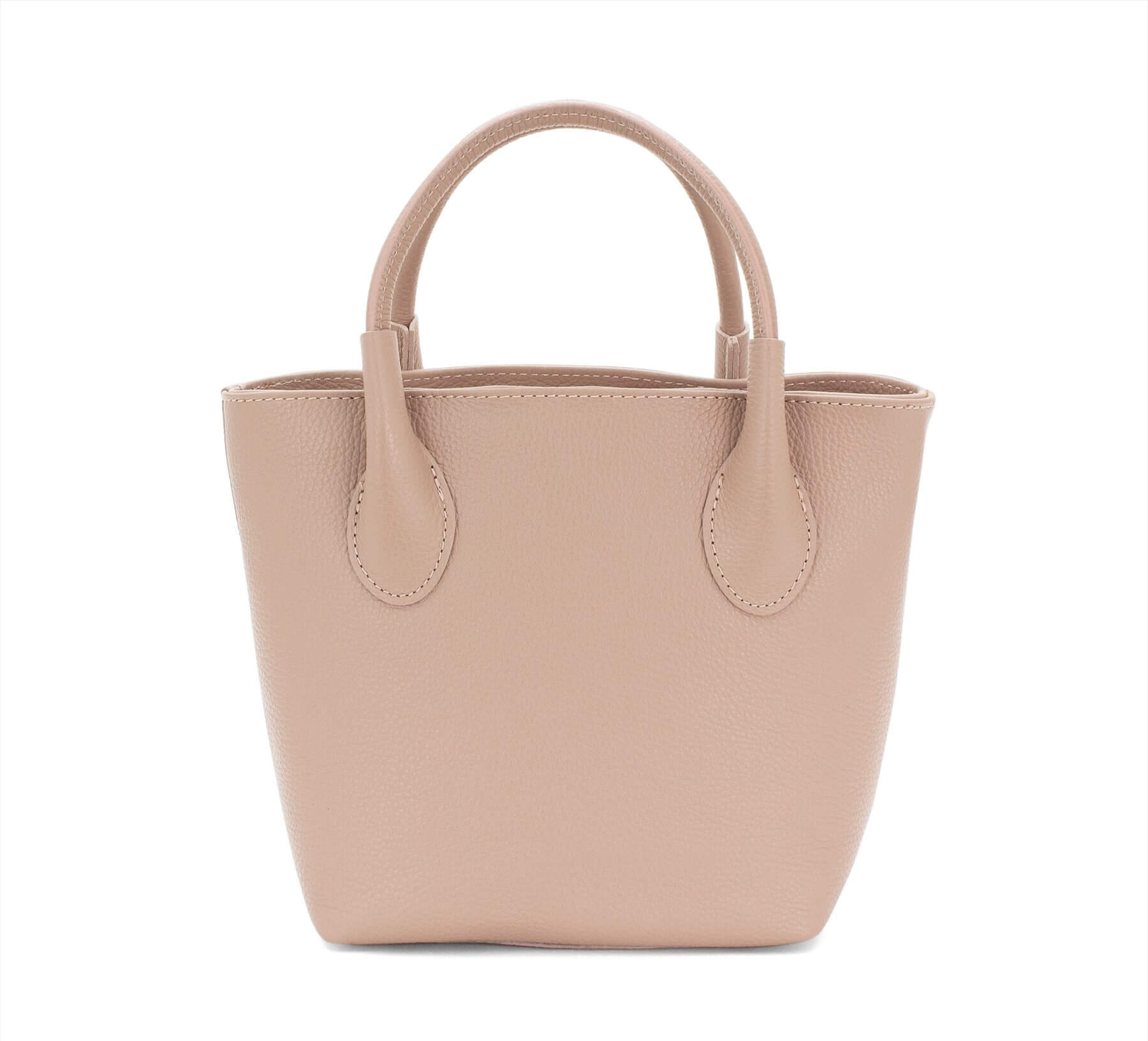 Italian Designer Leather Grab Bag in Domenico Nude - Image 2