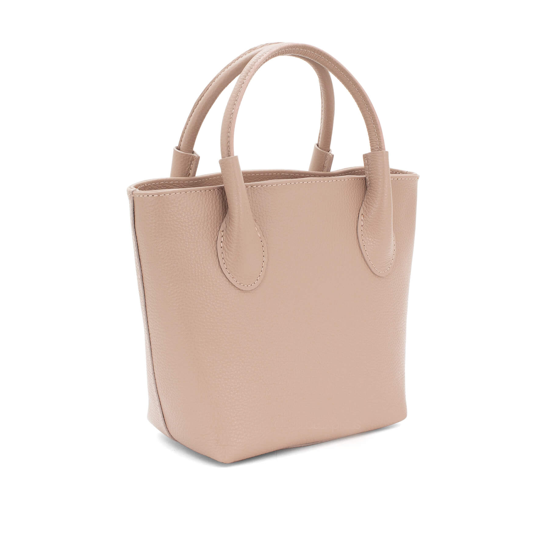 Italian Designer Leather Grab Bag in Domenico Nude