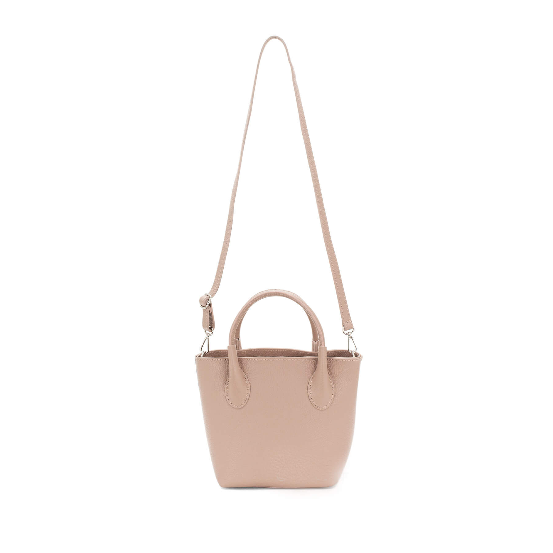 Italian Designer Leather Grab Bag in Domenico Nude - Image 3