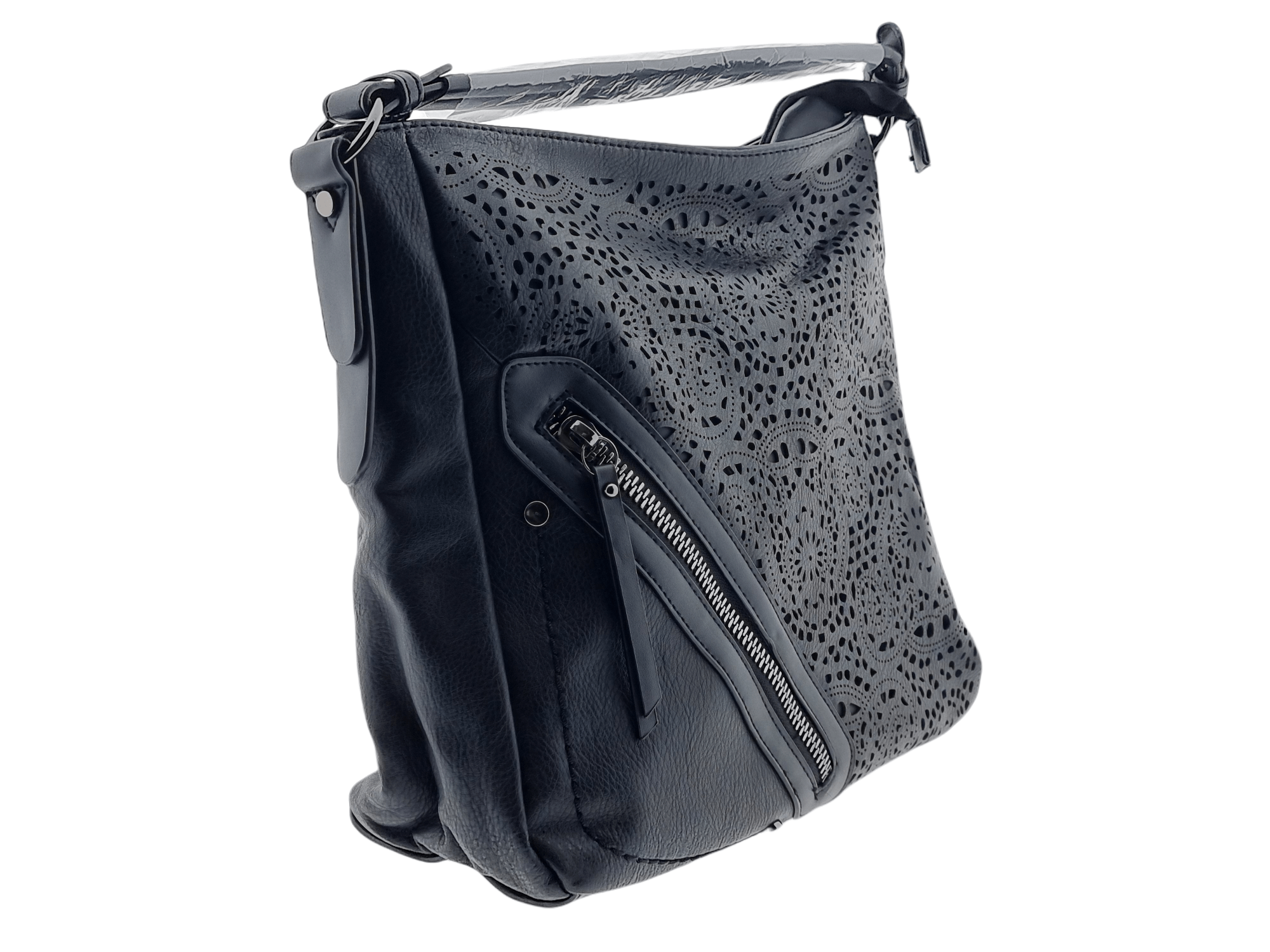 Decorative Overlay Hobo Handbag Black - Image 2