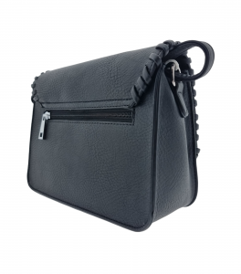 Alternative view of Cross Body Bag, Twist-Lock, Hemmed Flap, Zip Pocket Rear Black