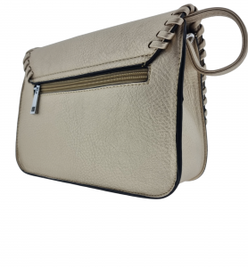 Alternative view of Cross Body Bag, Twist-Lock, Hemmed Flap, Zip Pocket Rear Gold