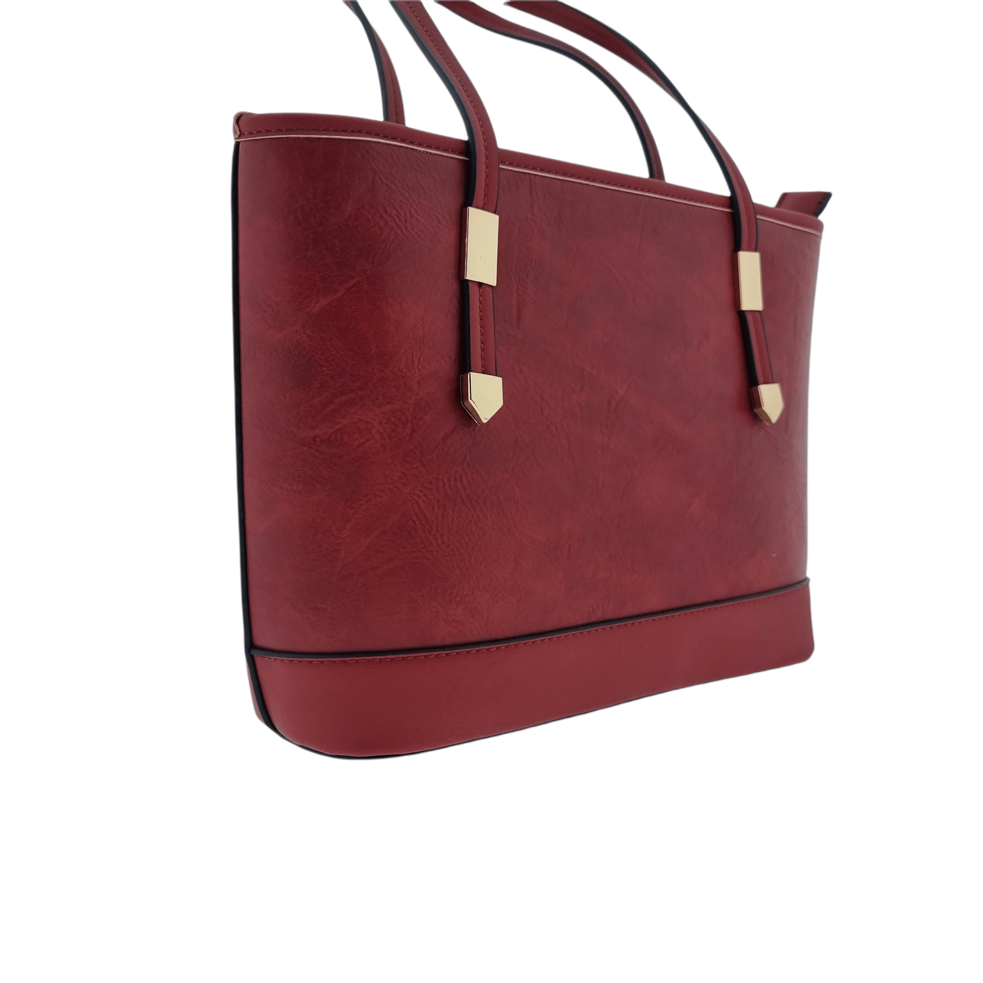 Medium Shopper Bag, Zipped Pocket, Gold - Red - Image 2