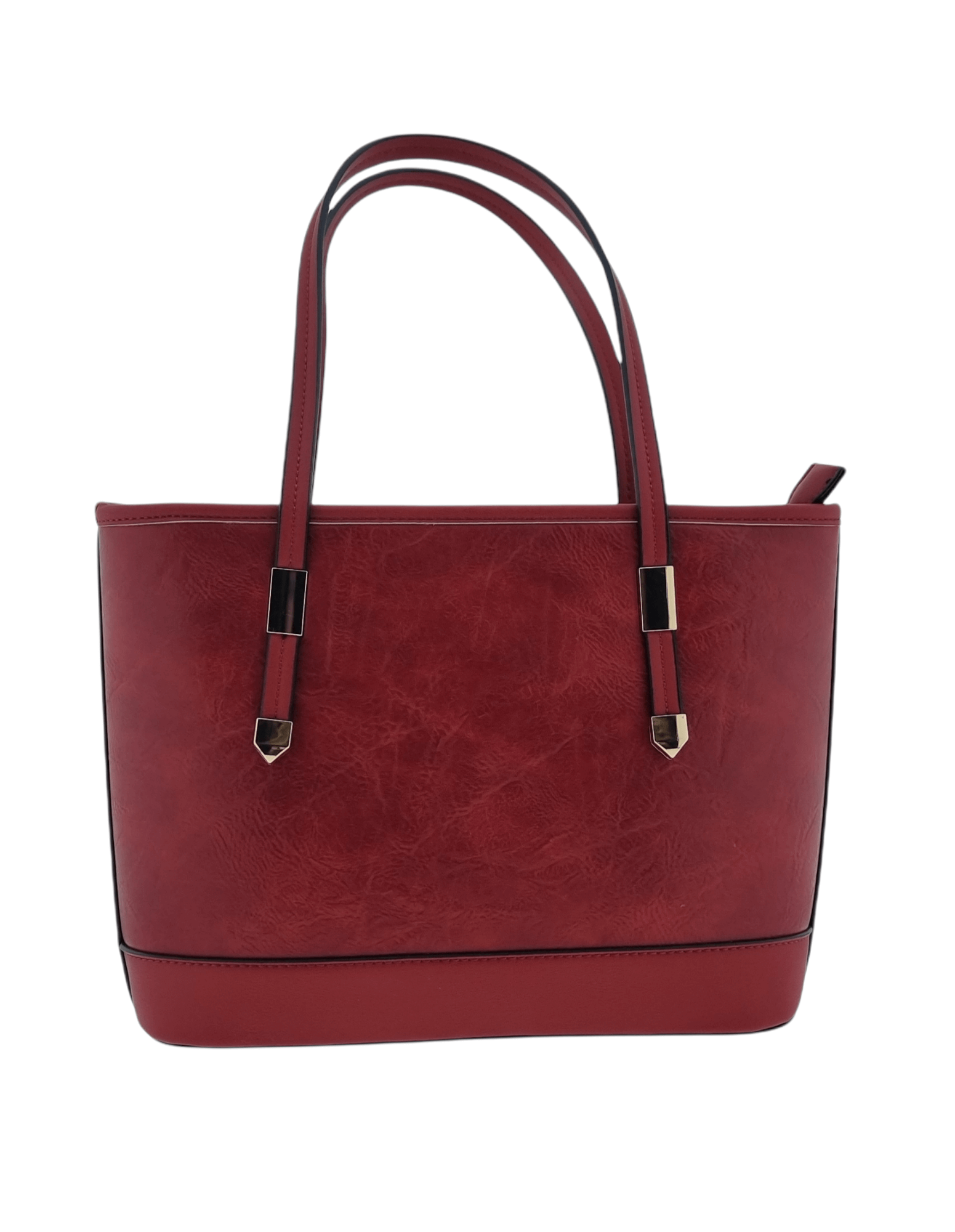Medium Shopper Bag, Zipped Pocket, Gold - Red
