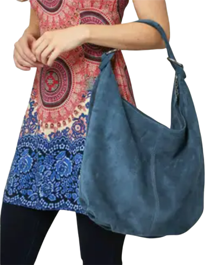 Alternative view of Italian Designer Soft Denim Blue Suede Leather Slouchy Bag- Swolit Cosimo