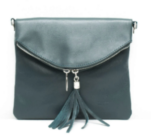 Italian Designer Soft Leather Foldover Crossbody Bag - Swolit Ludovica Teal