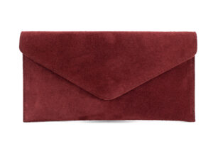 Italian Designer Suede Leather Envelope Clutch Oxblood