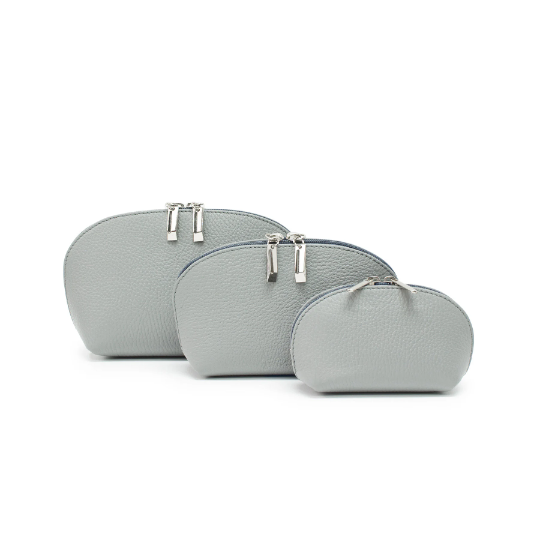 Italian Designer Leather Set of 3 Purses Light Grey