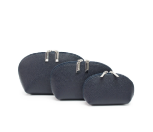 Italian Designer Leather Set of 3 Purses Navy
