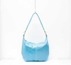 Italian Designer Curved Leather Shoulder Bag Jacobella Light Blue