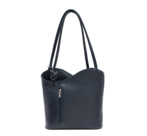 Italian Designer Leather Navy Shoulder Bag Convertible Backpack Swolit Aida