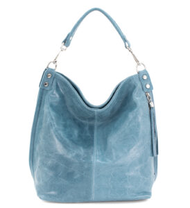 Italian Designer Soft Leather Right Pocket Hobo Bag- Swolit Zeta Dusty Blue