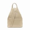 Italian Leather Triangular Backpack- Beige