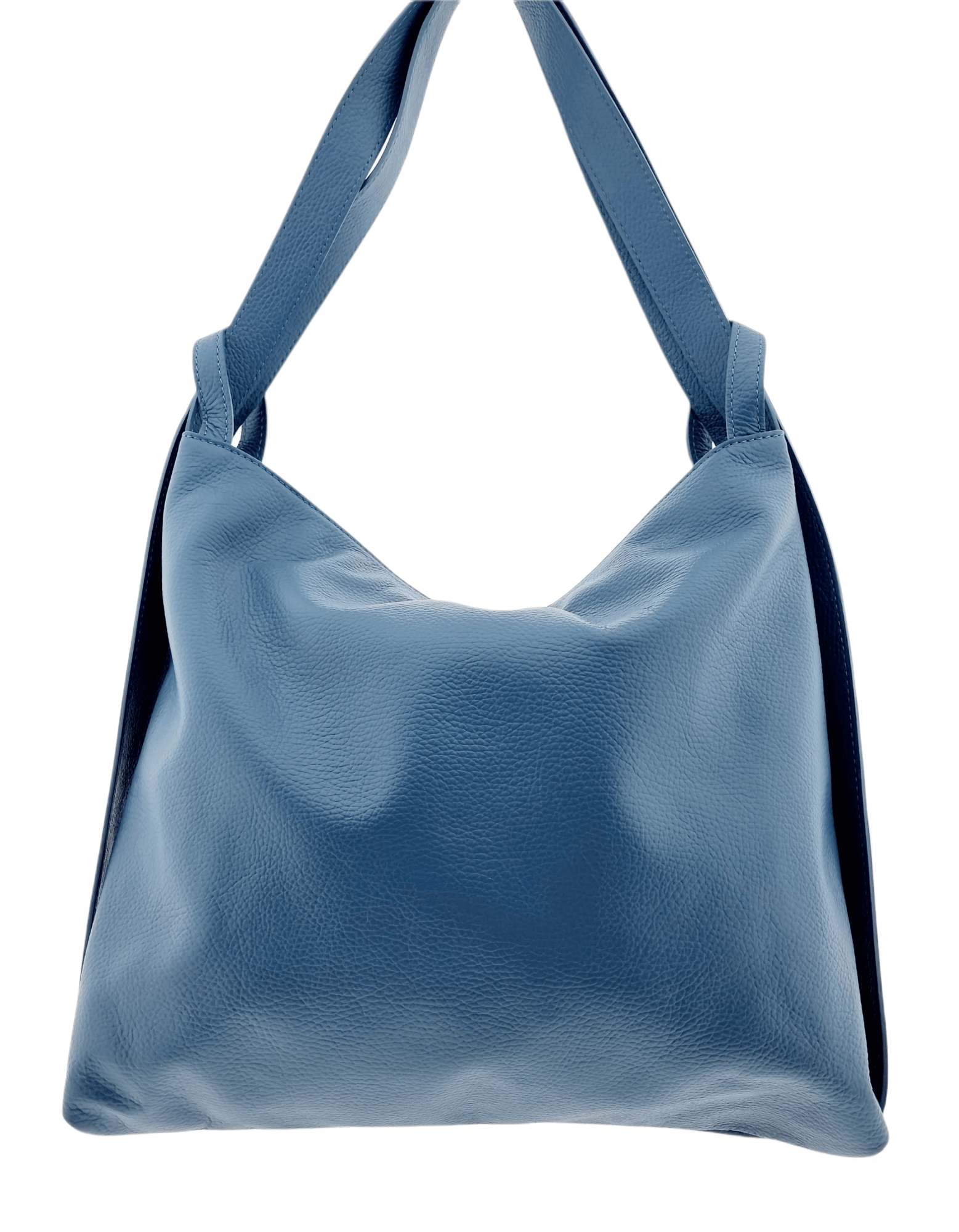 Italian Leather High Quality Large Leather Convertible Backpack -Ultimati Dusty Blue - Image 4