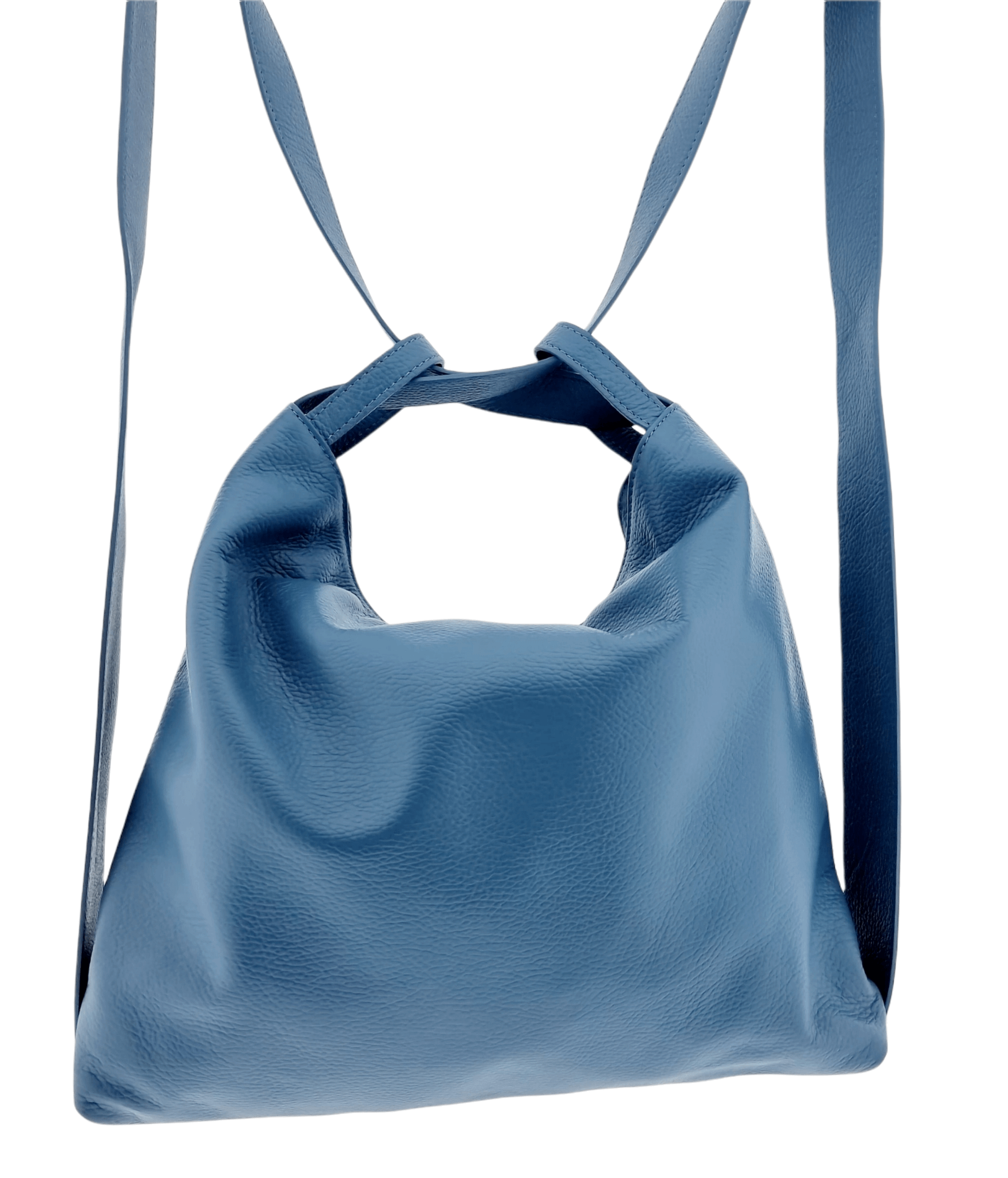 Italian Leather High Quality Large Leather Convertible Backpack -Ultimati Dusty Blue - Image 3