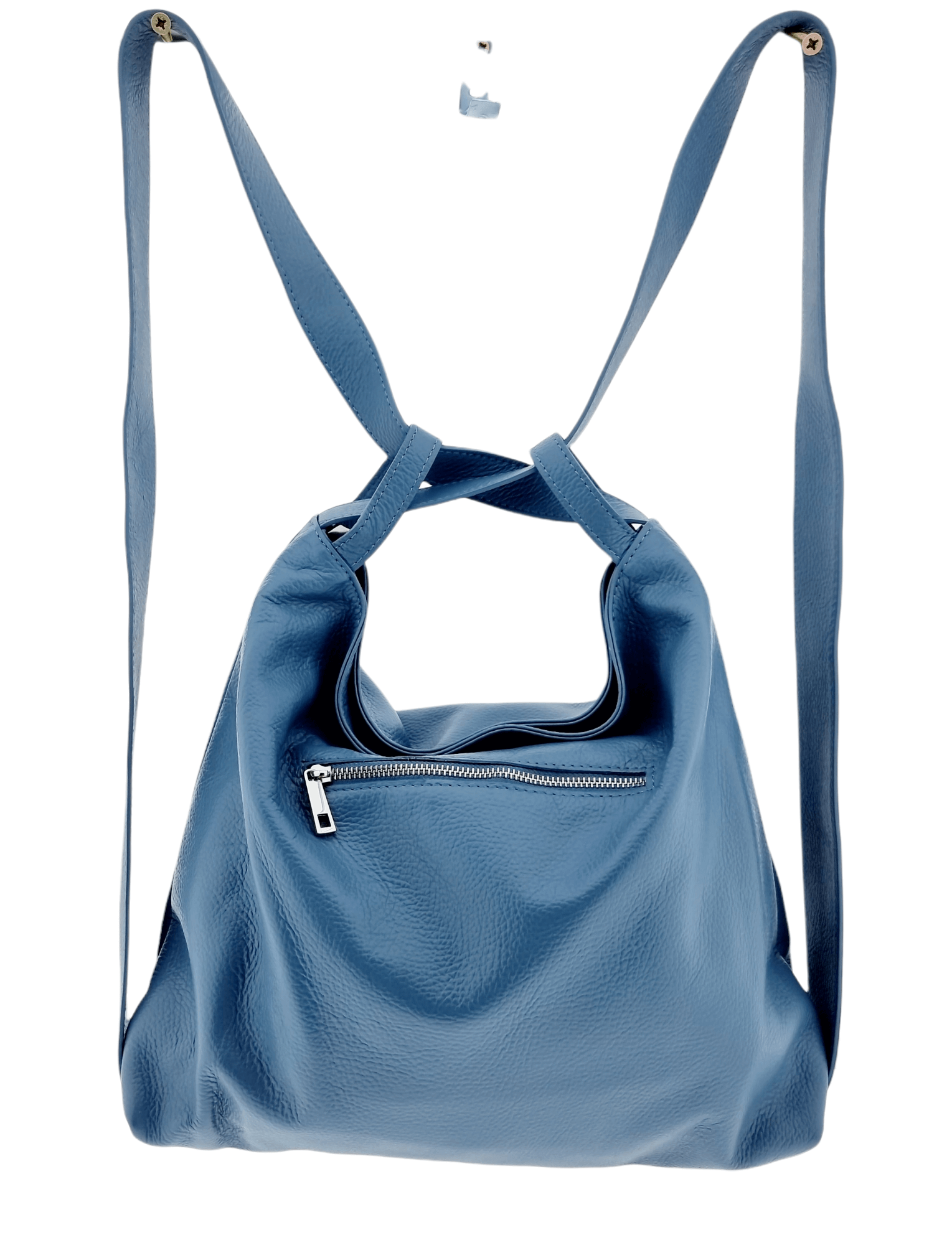 Italian Leather High Quality Large Leather Convertible Backpack -Ultimati Dusty Blue - Image 2