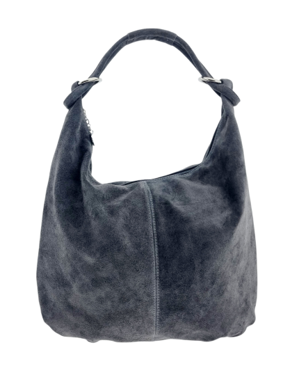 Alternative view of Italian Designer Suede Leather Slouchy Bag - Swolit Cosimo Dark Grey