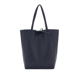 Italian Plain Leather Soft Tote Shopper Swolit Benedetta Navy