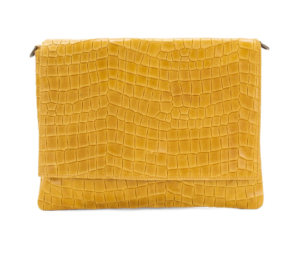 Italian Designer Soft Leather Full Croc Print Clutch with Flap - Swolit Rosario Light Tan