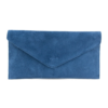 Italian Designer Soft Suede Leather Envelope Clutch - Denim Blue
