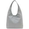 Italian Designer Soft Leather Plain Hobo Bag Swolit Alessandra Light Grey