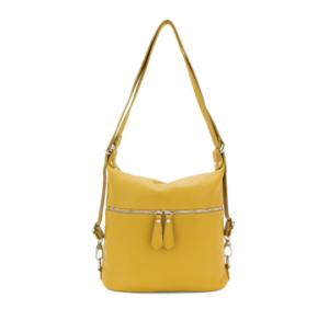 Italian Designer Soft Leather Convertible Backpack Bag- Swolit Ninetta Mustard