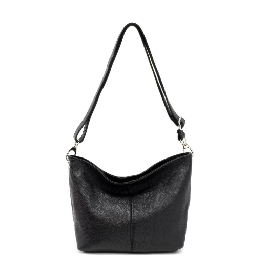 Italian Designer Plain Leather Bucket Bag - Swolit Beatrice Black