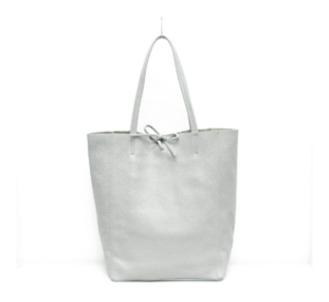 Italian Plain Leather Soft Tote Shopper Swolit Benedetta Light Grey