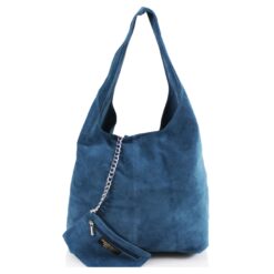 Italian Designer Soft Suede Leather  Shoulder Bag-Swolit Bellissima- Denim Blue