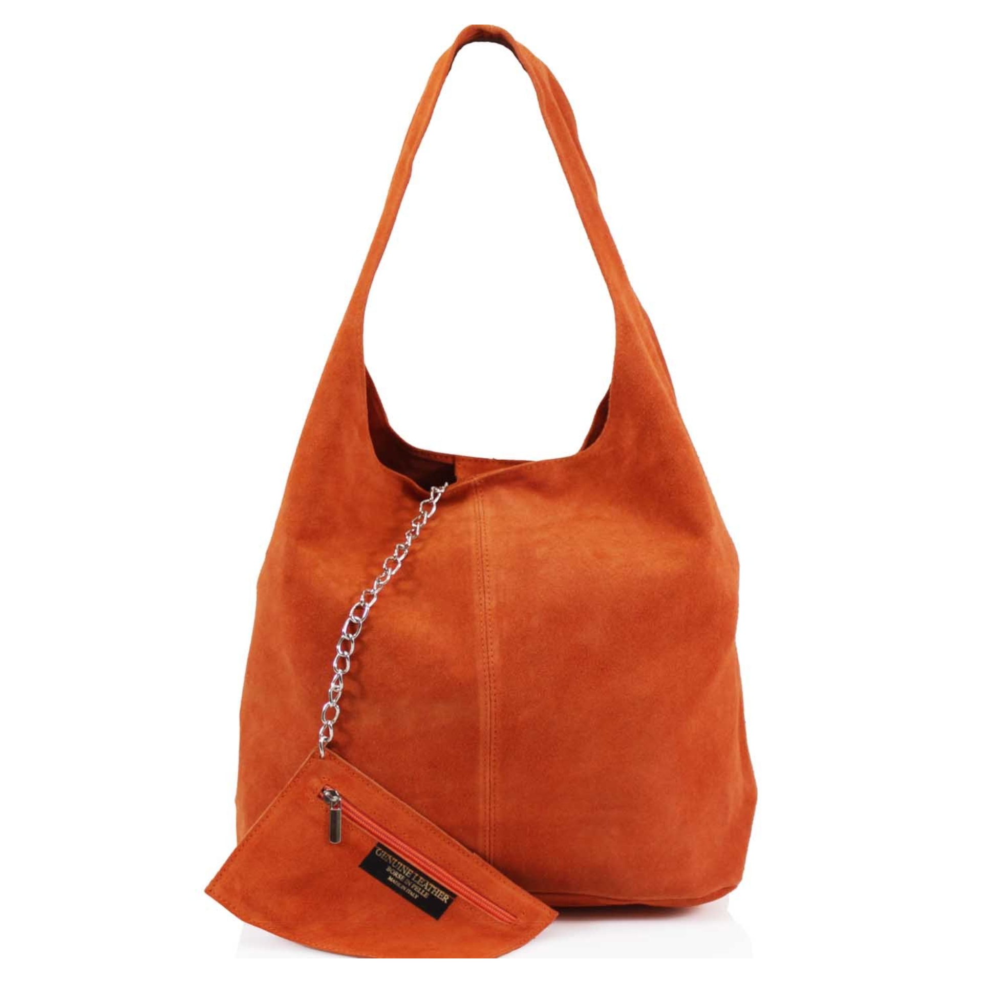 Italian Designer Soft Suede Leather Shoulder Bag-Swolit Bellissima - Orange