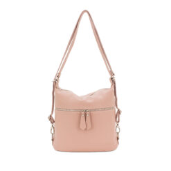 Italian Designer Soft Leather Convertible Backpack Bag- Swolit Ninetta- Nude
