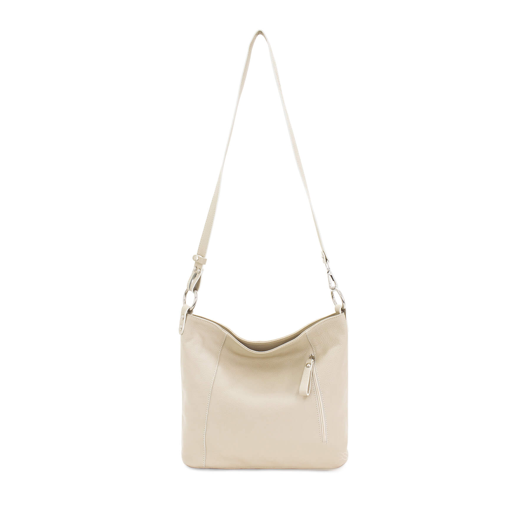 Italian Designer Leather Handbag with Adjustable Strap Stella - Stone - Image 2