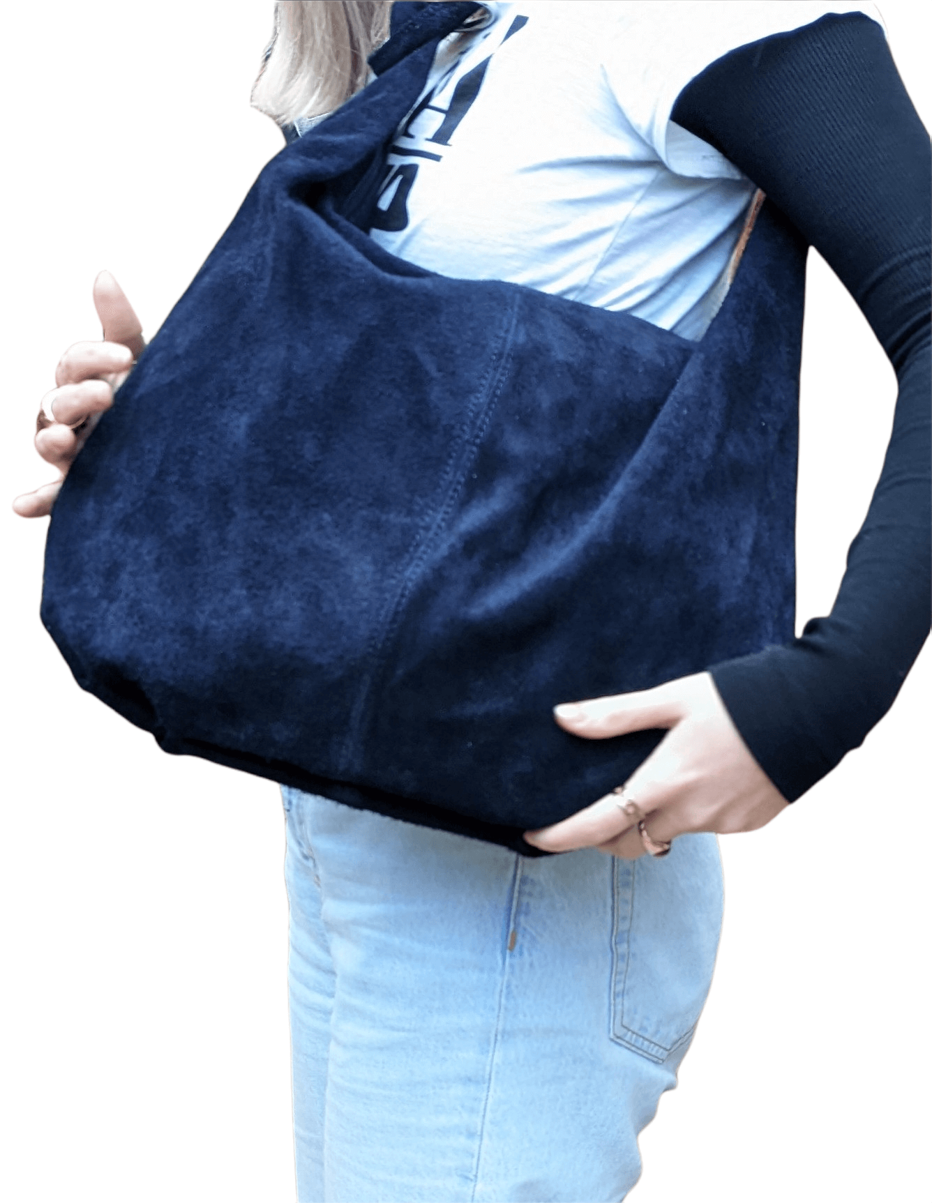 Italian Designer Soft Suede Leather Slouchy Bag-Swolit Cosimo Teal - Image 3