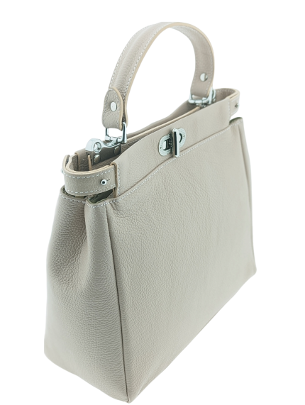 Alternative view of Italian Designer Soft Leather Double Compartment Handbag - Swolit Serena Nude