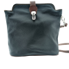 Italian Leather Crossbody Bag with Zip Pocket- Spalle Piccole- Black & Tan