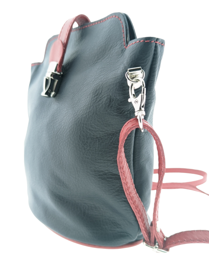 Alternative view of Italian Leather Crossbody Bag with Zip Pocket- Spalle Piccole- Black