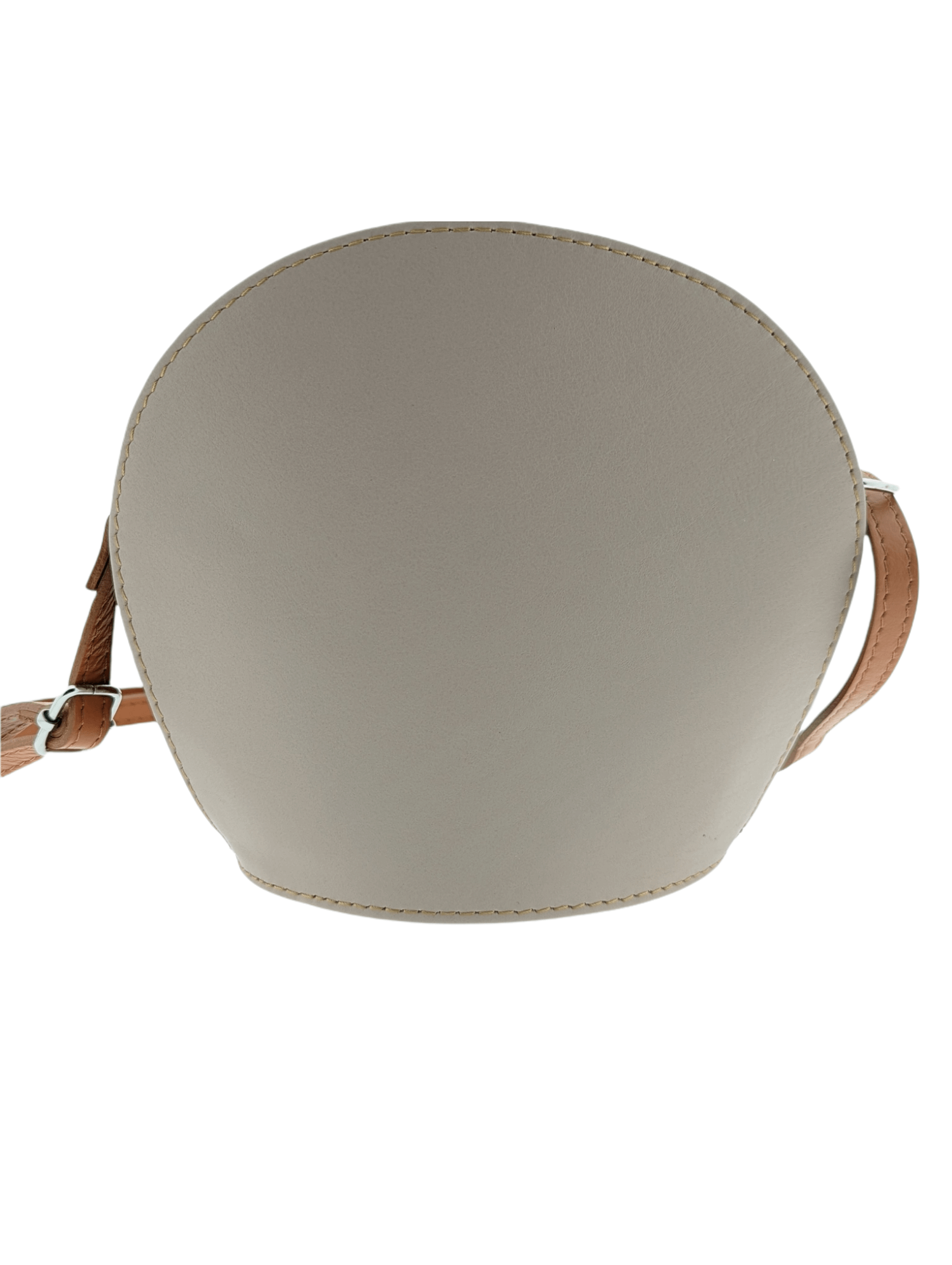 Italian Leather Crossbody Bag with Zip- Fresca- Nude