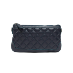 Italian Designer Leather Quilted Clutch Crossbody - Swolit Paxe Navy