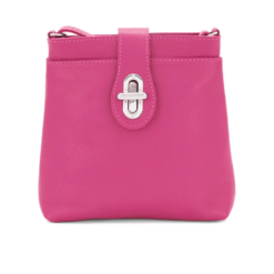 Italian Designer Leather Multi-compartment Crossbody Cleo Magenta