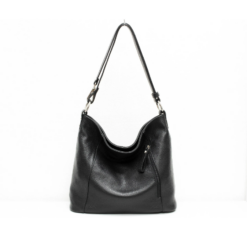 Italian Designer Leather Handbag with Adjustable Strap Stella Black