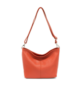 Italian Designer Plain Leather Bucket Bag -Swolit Beatrice Dark Orange