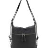 Italian Designer Soft Leather Convertible Backpack Bag- Swolit Ninetta-Black
