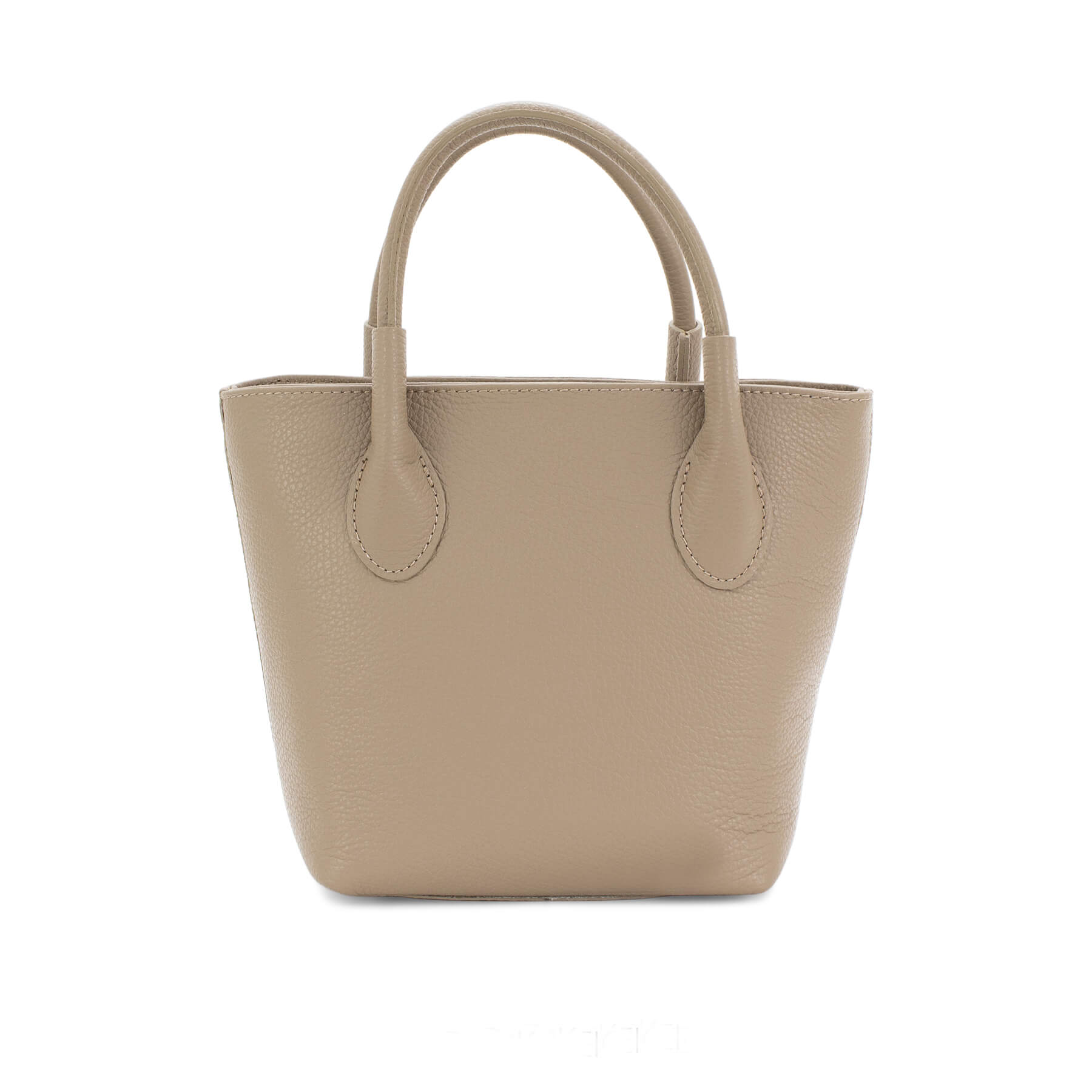 Italian Designer Leather Grab Bag - Swolit Domenico - Dark Beige