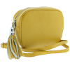 Italian Designer Leather Crossbody Shoulder Camera Bag Gaia -Silver Hardware-- Mustard