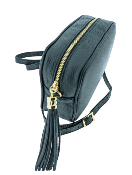 Alternative view of Italian Designer Leather Crossbody Shoulder Camera Bag Gaia -SILVER Hardware Black